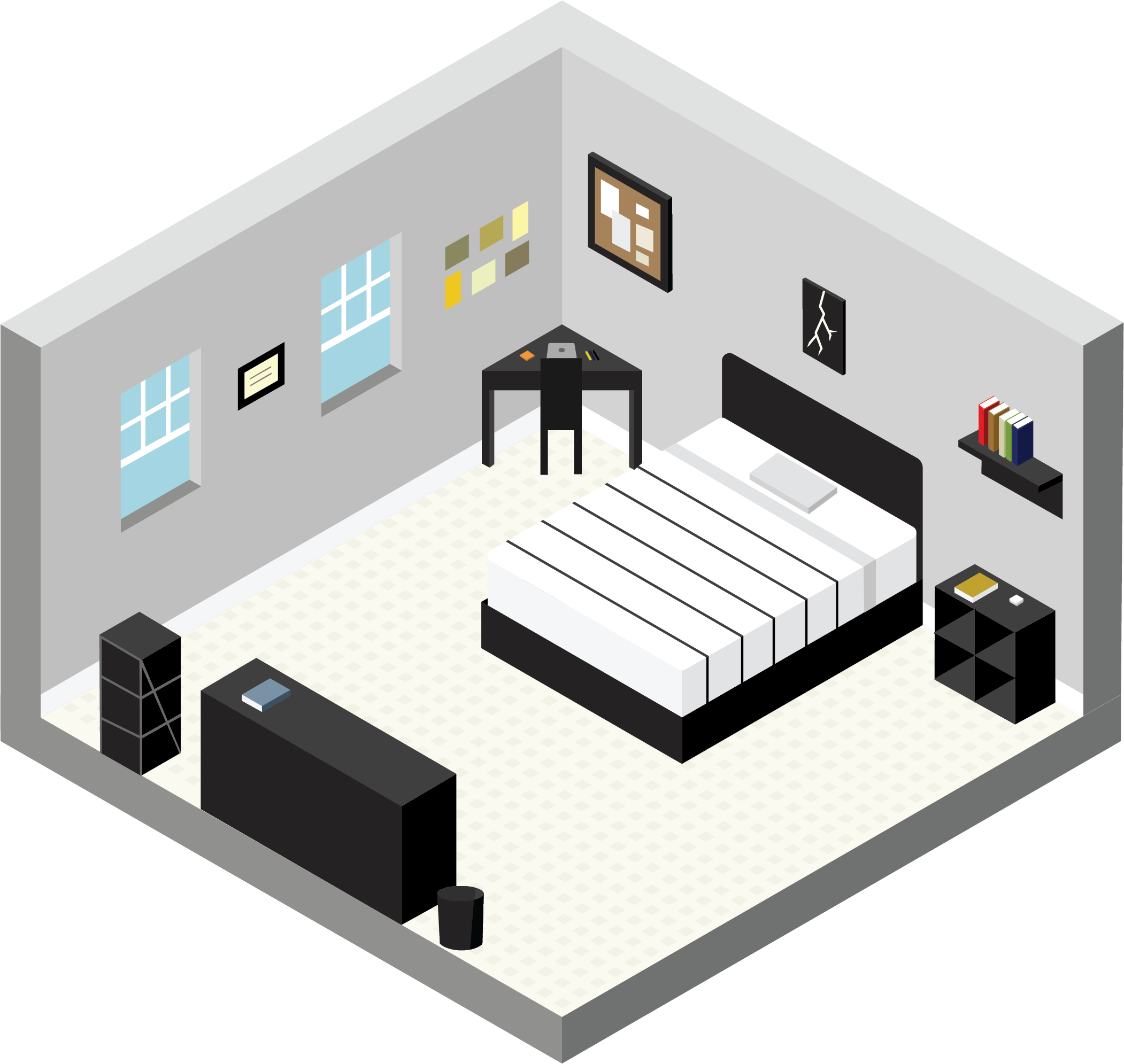 Isometric Drawing Isometric Design Bedroom Drawing House Drawing ...