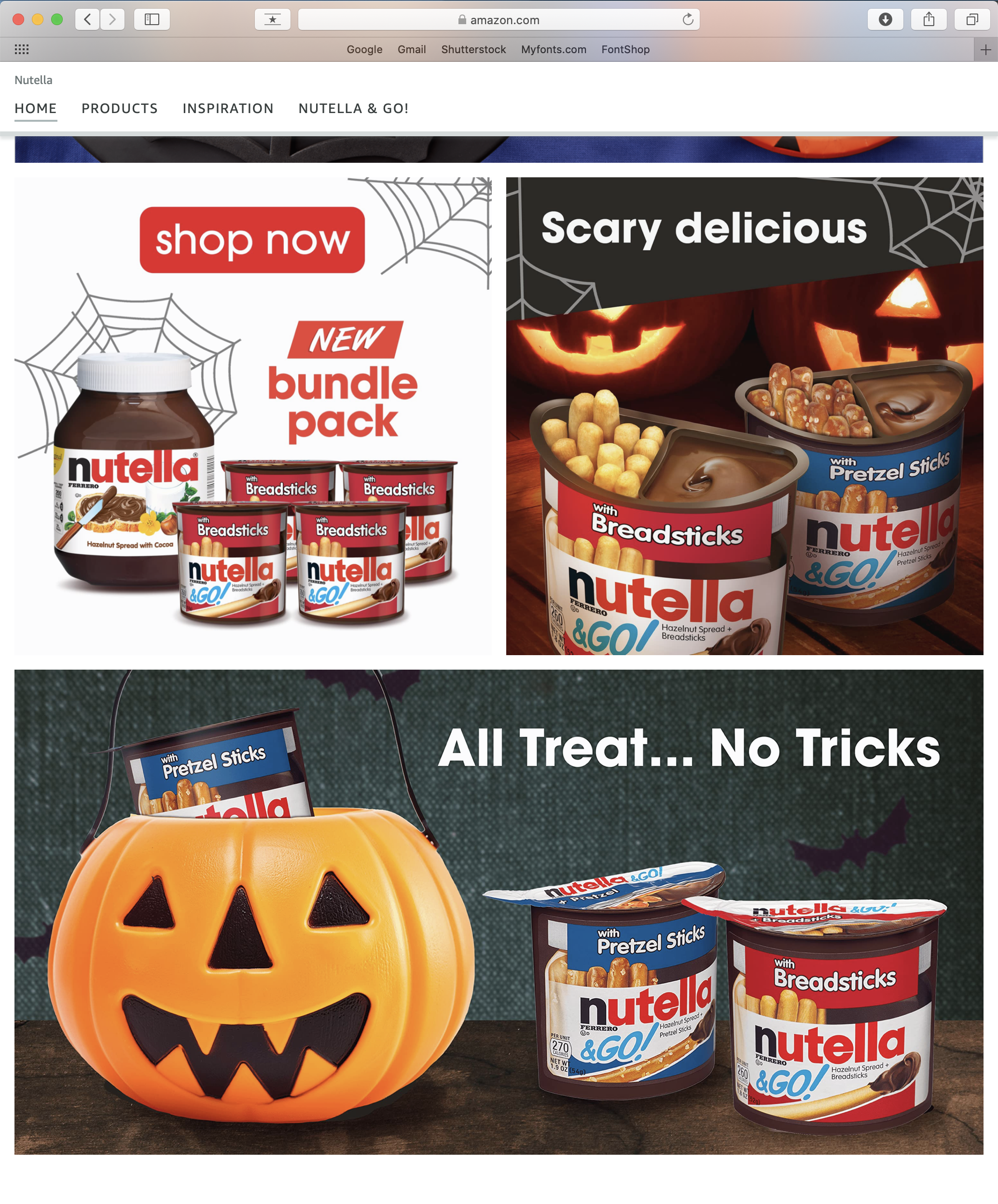 Nutella Amazon Halloween Homepage